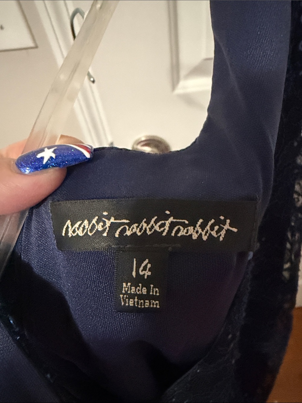 Rabbit Rabbit Rabbit Navy One-Shoulder Lace Evening Dress - Picture 3 of 3